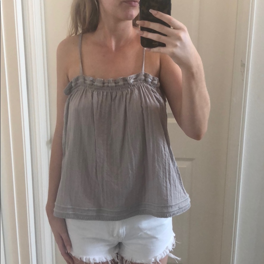 Gray/purple tank top. Grade and Gather.